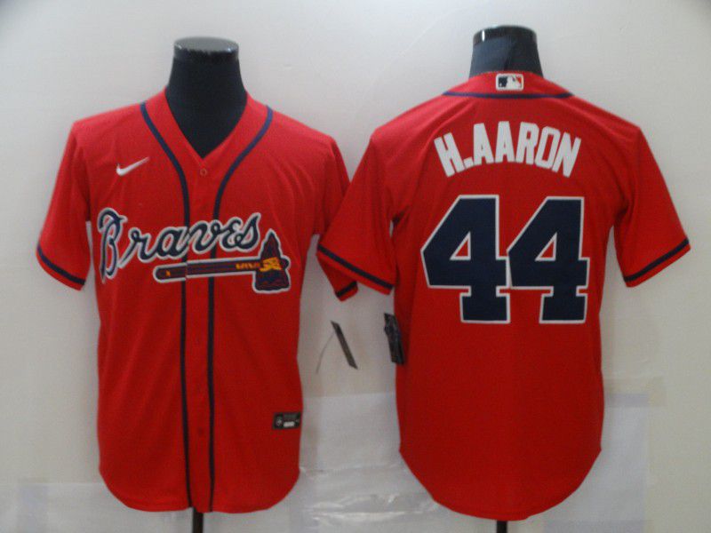 Men Atlanta Braves 44 H.aaron Red Game Nike MLB Jerseys